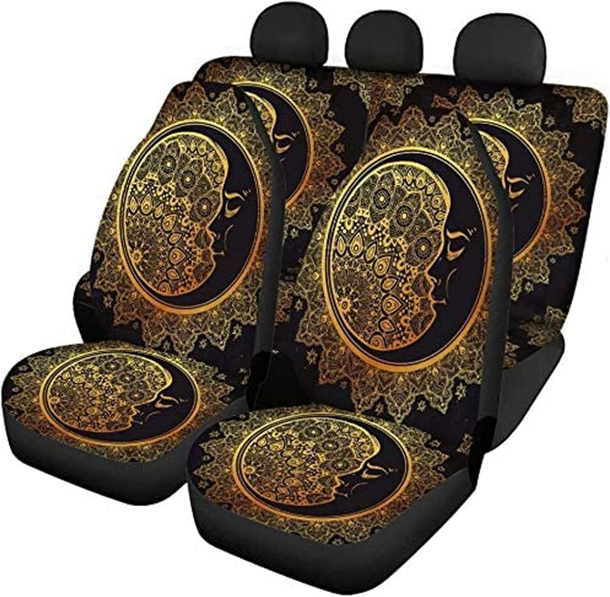 4Pcs Rainbow Color Printing Car Front Seat Covers Back Seat Protector Pads Bucket Seat Cushion M61285