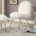 White Faux Fur Padded Accent Chair K6278