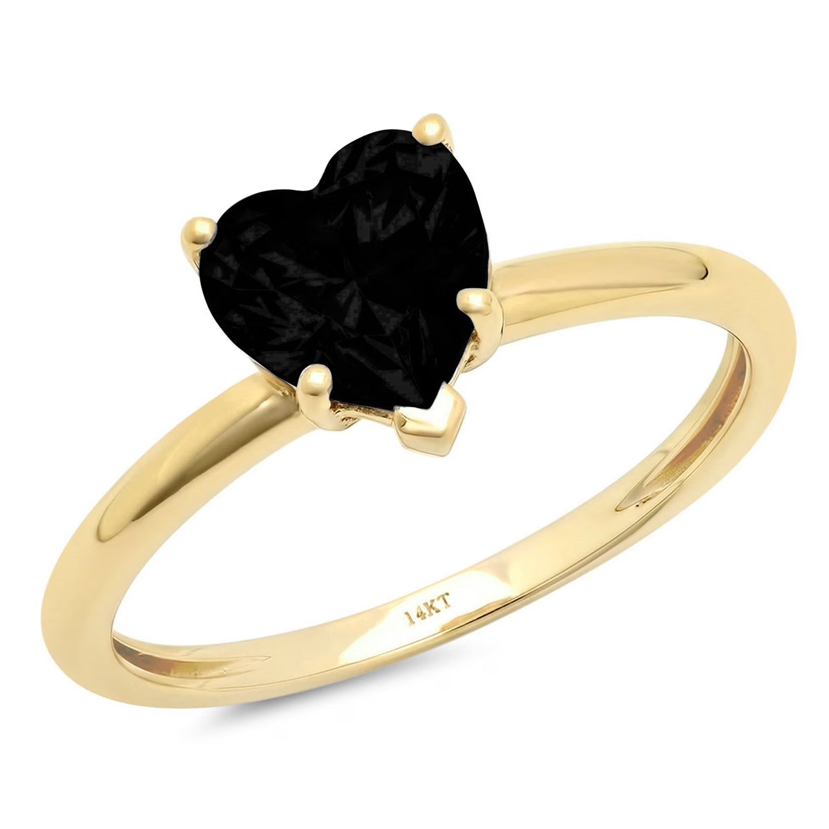 Heart Cut Black Onyx 18k Yellow Gold Solitaire Ring R12754