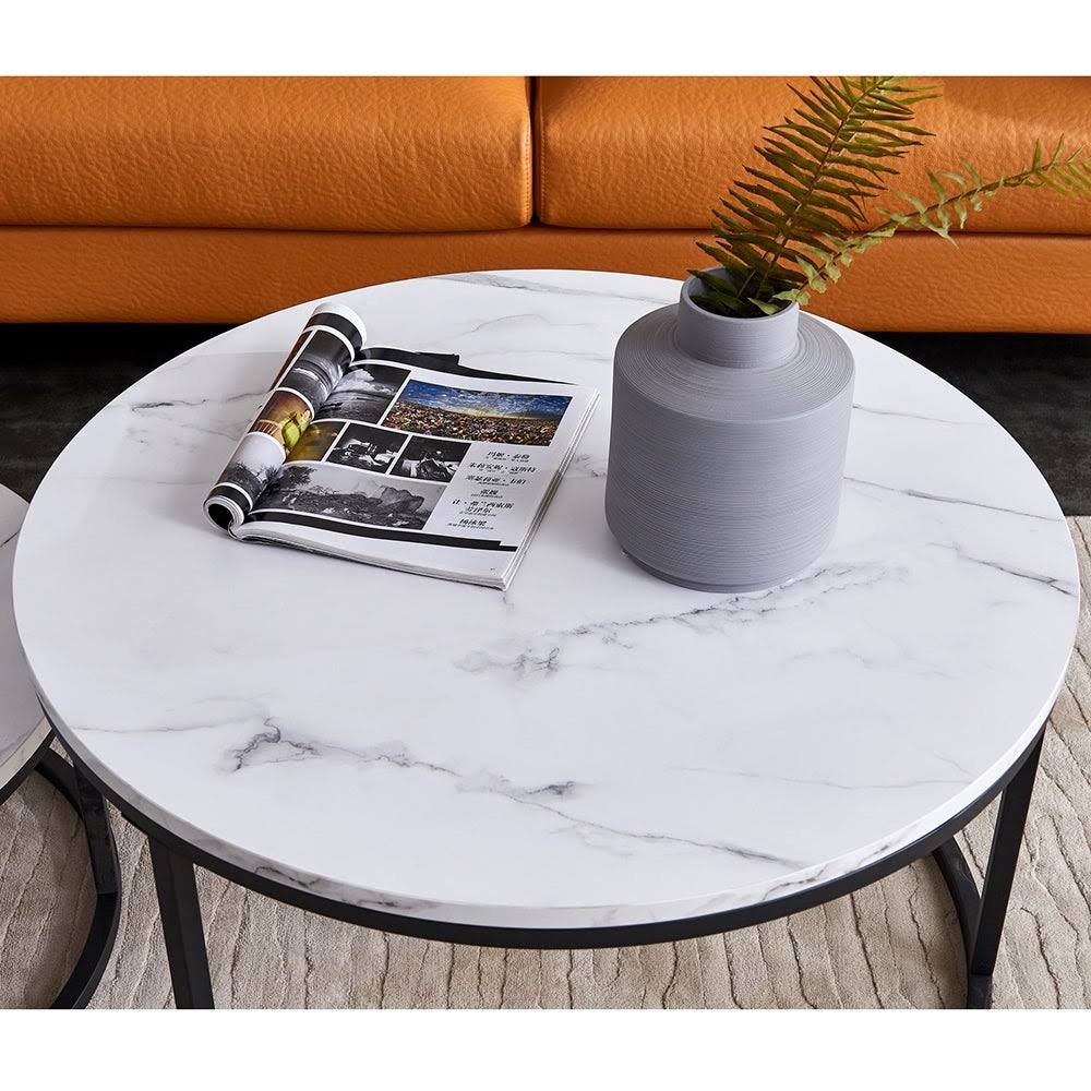 White Nesting Coffee Table with Black Frame R663