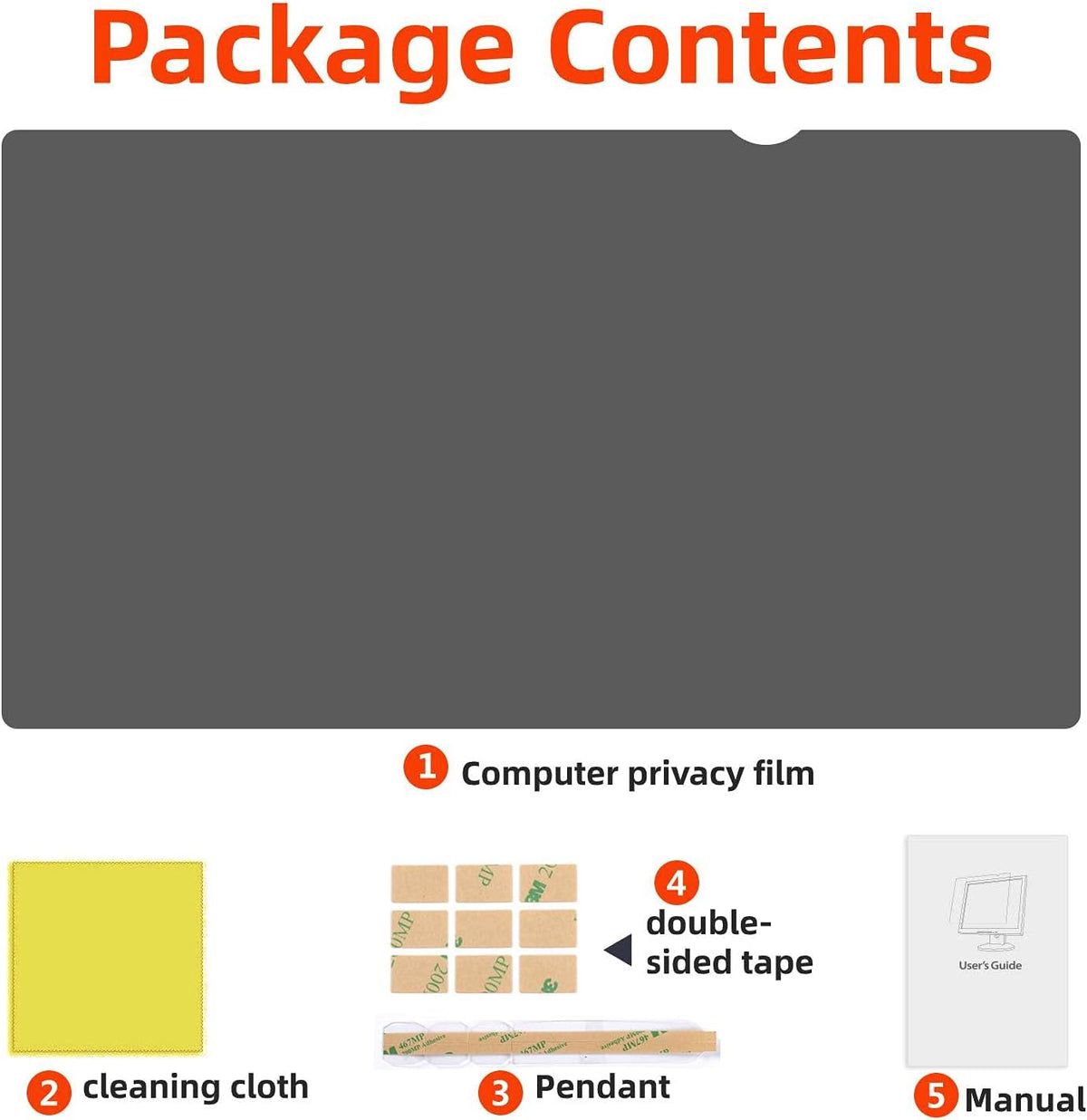 24 Inch Computer Privacy Screen Filter for 16:9 Widescreen Monitor, Transparent Black Pack of 2 F68888