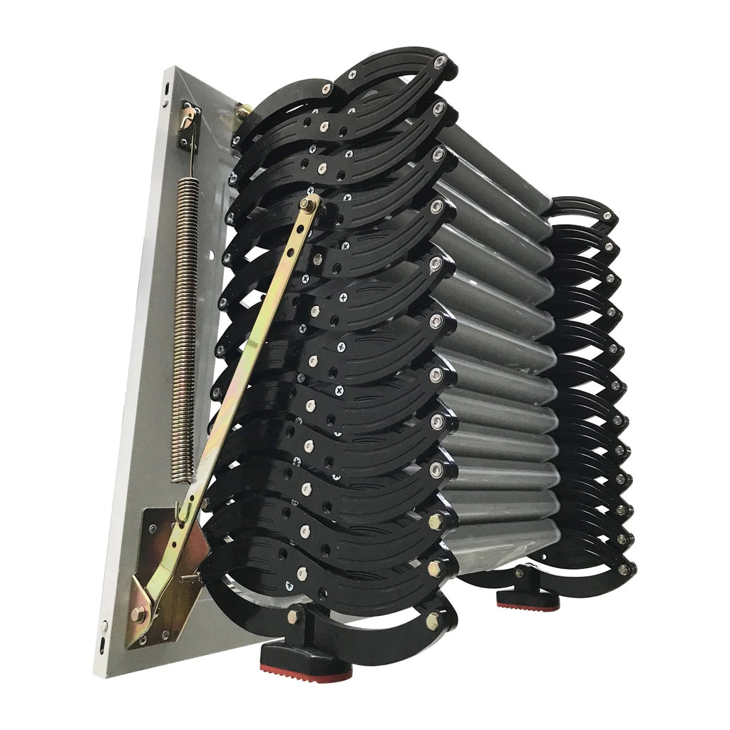 Wall Mounted Attic Loft Ladder Retractable Folding Ceiling Pull Down 9.8ft Height Black Al-Mg Alloy M631150