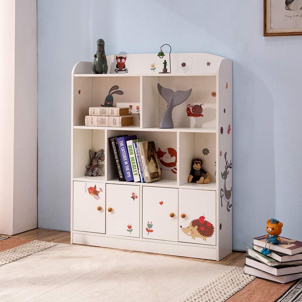 Pink 4 Layer Bookcase with Doors P547