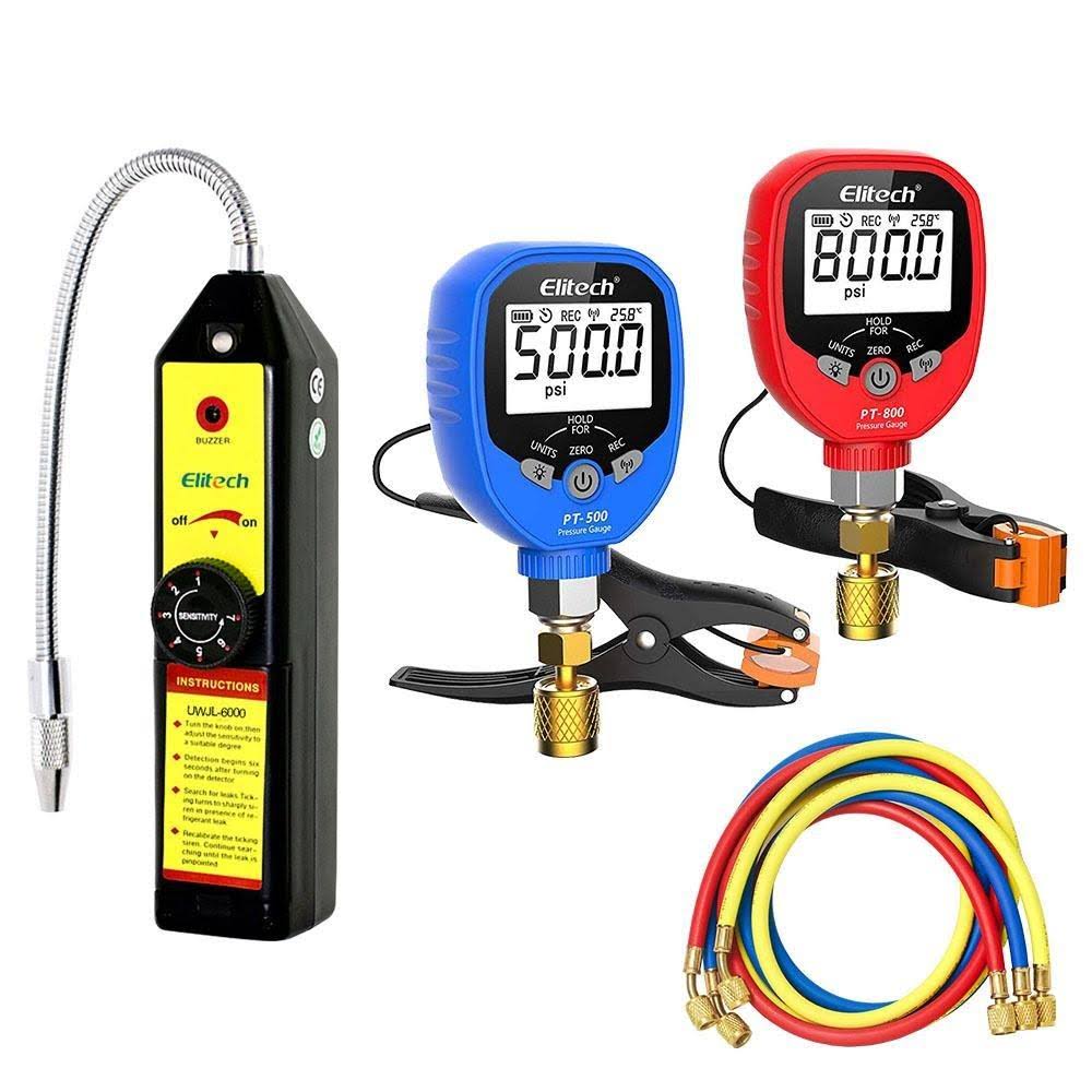 Refrigerant Leak Detector Wireless AC Manifold Gauge Set 2 Way Hose P215