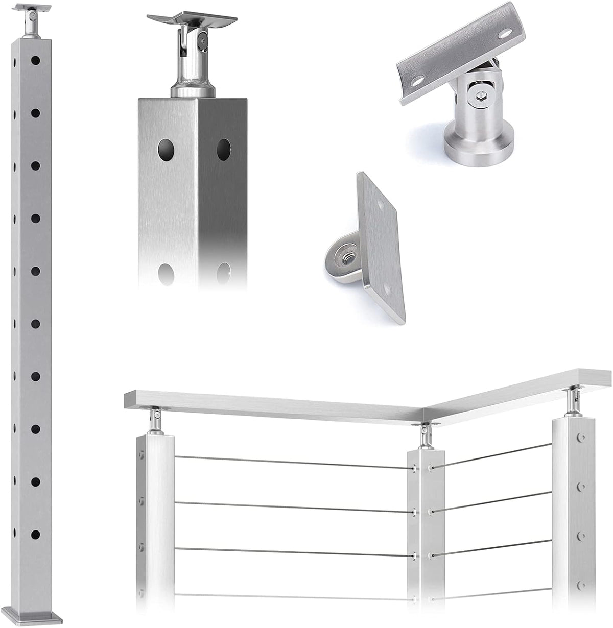 Stainless Steel Square Cable Railing Post O68815