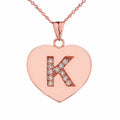 14K Rose Gold Heart Pendant Necklace with 16" chain T698703