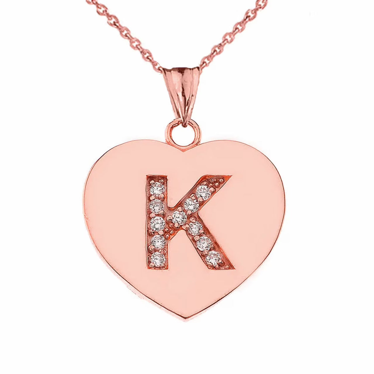 14K Rose Gold Heart Pendant Necklace with 16" chain T698703