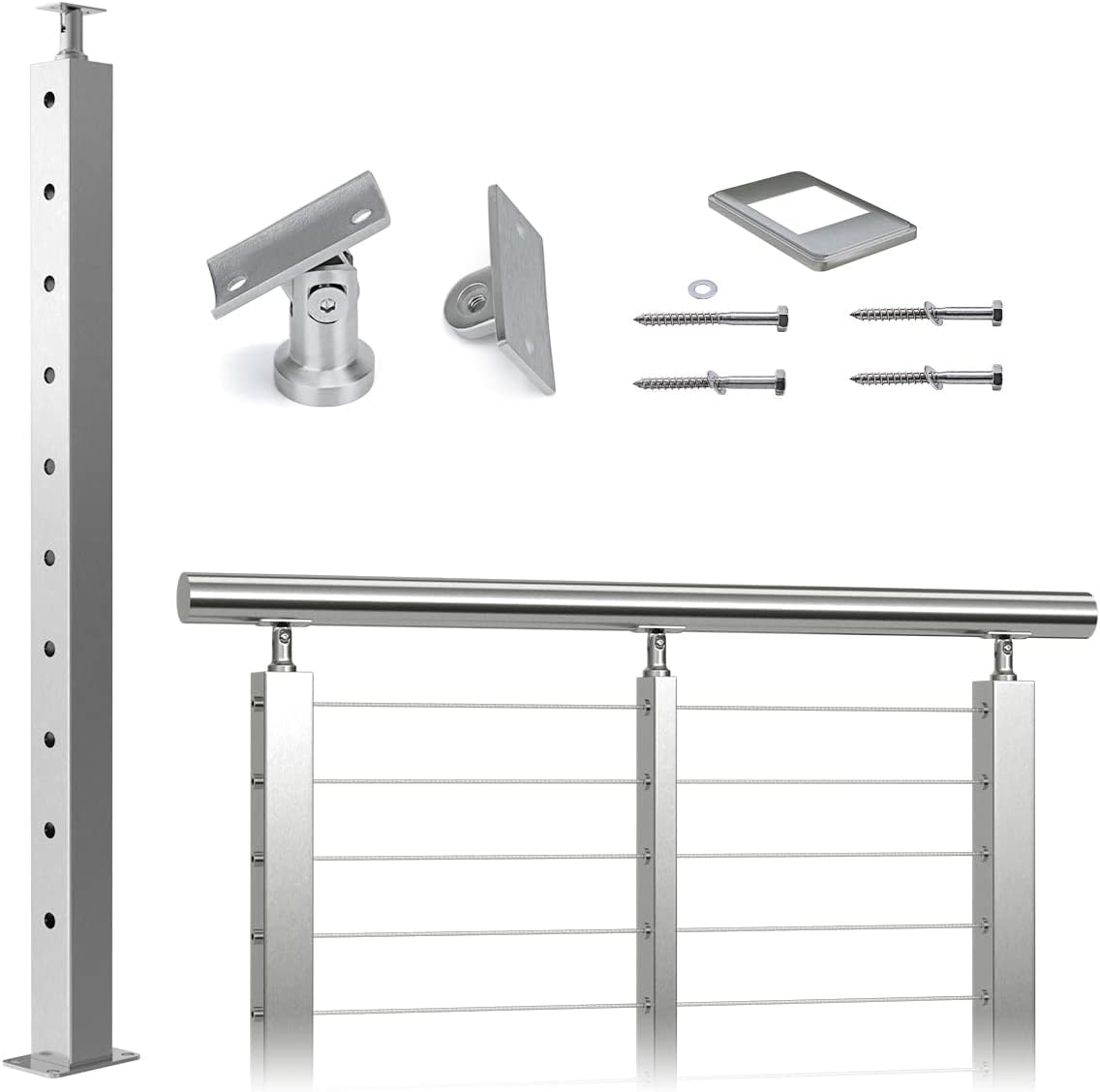 Stainless Steel Square Cable Railing Post O68815