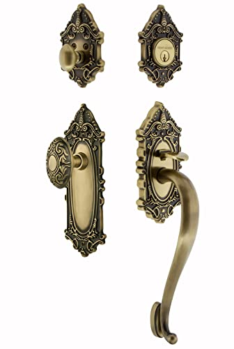 Victorian S Grip Front Door Handle and Deadbolt Set W60462