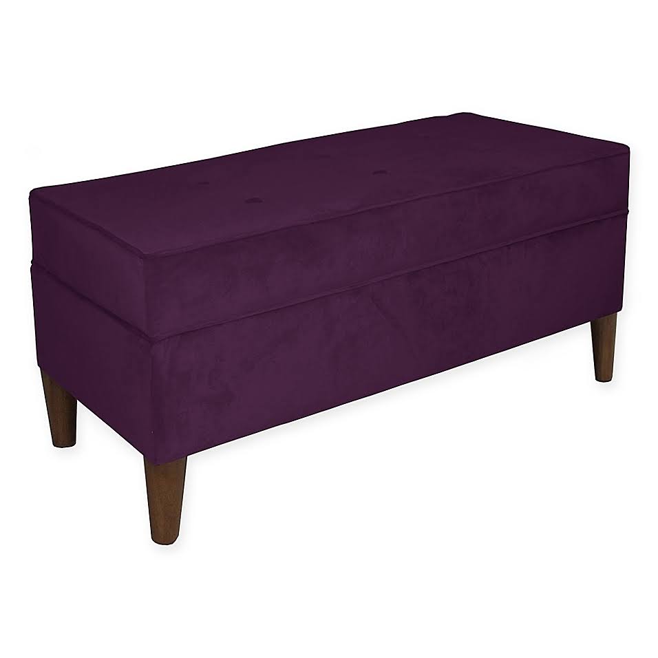 Tufted Storage Bench in Velvet Purple A9152