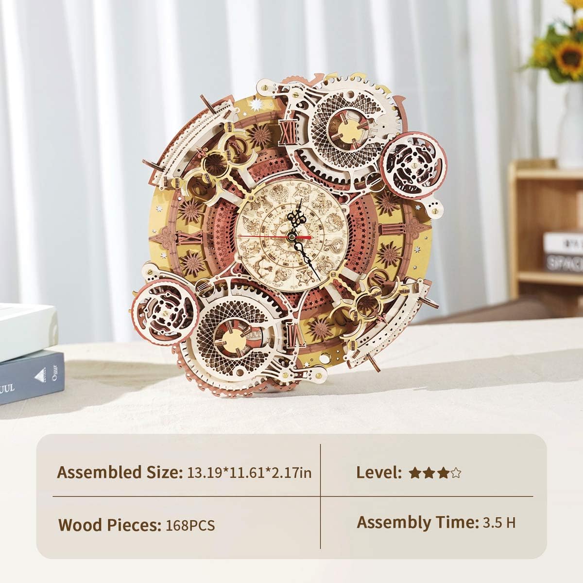 3D Wooden Puzzles Clock DIY 168 PCS Mechanical Model Kits Z821595