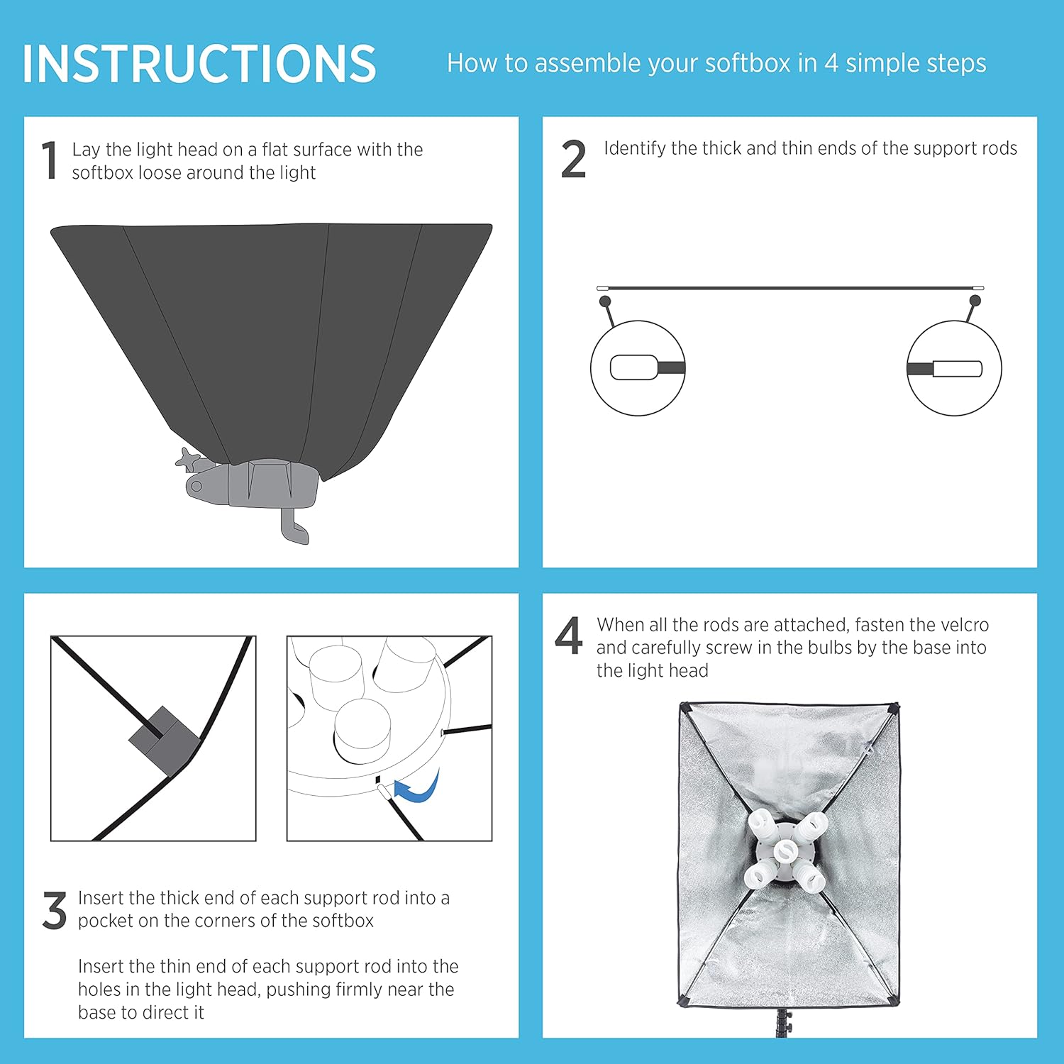 3-Light Fluorescent Studio Lighting Kit with Softboxes, Light Stands, & Carry Case A113551