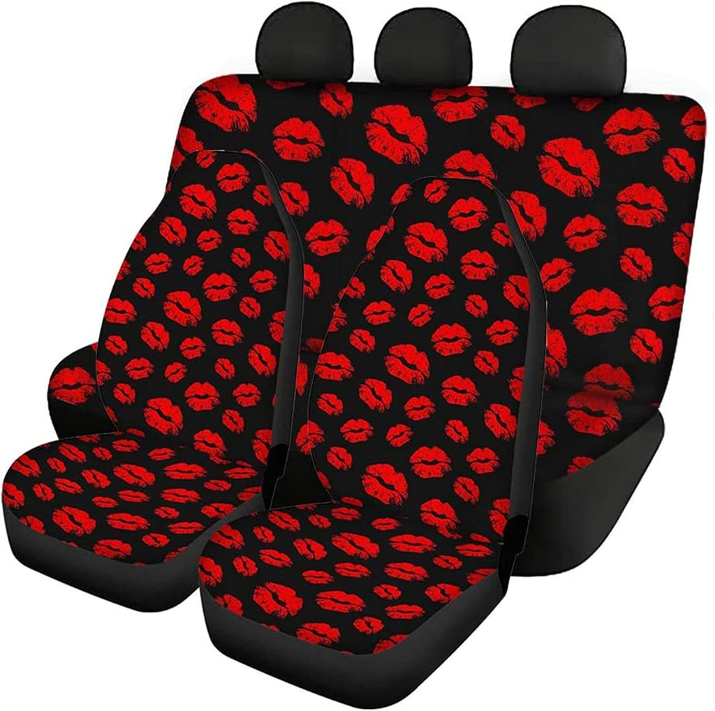 4Pcs Rainbow Color Printing Car Front Seat Covers Back Seat Protector Pads Bucket Seat Cushion M61285