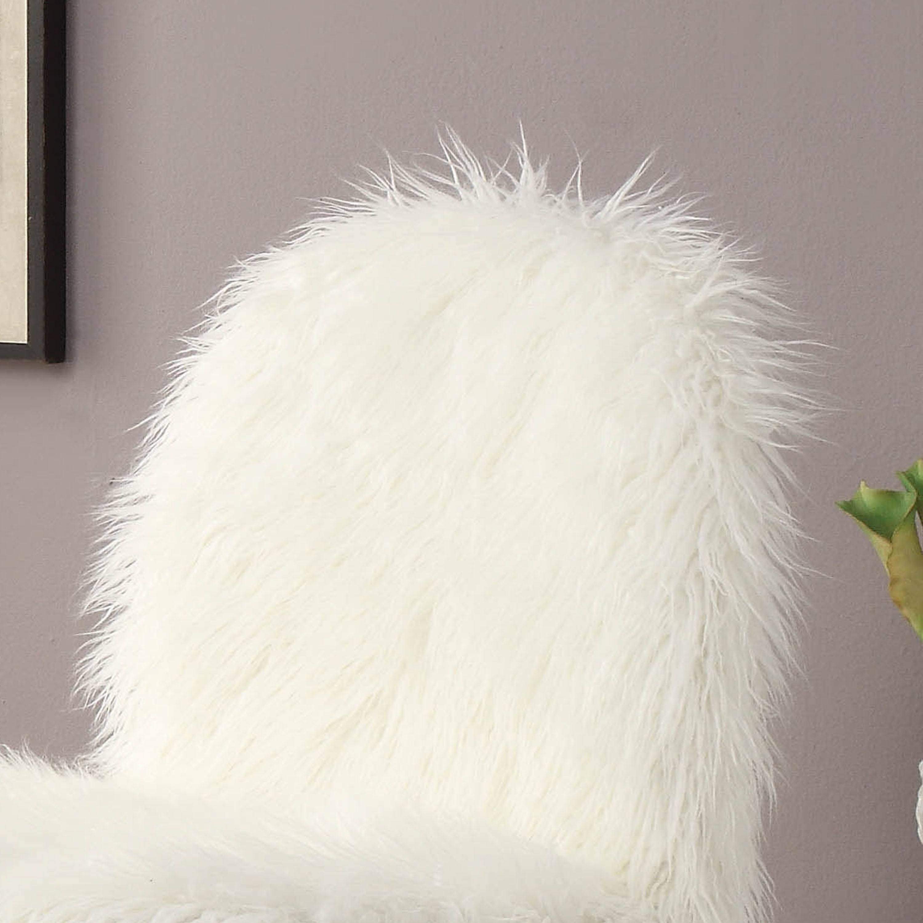 White Faux Fur Padded Accent Chair K6278