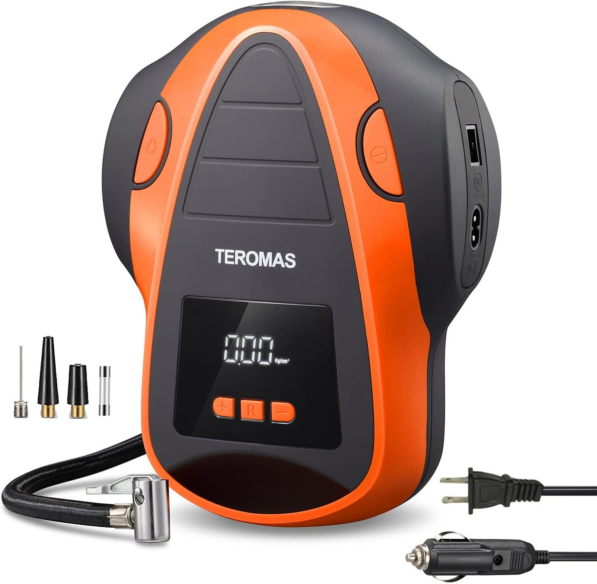 Tire Inflator Air Compressor, Portable DC/AC Air Pump with Pressure Gauge I260