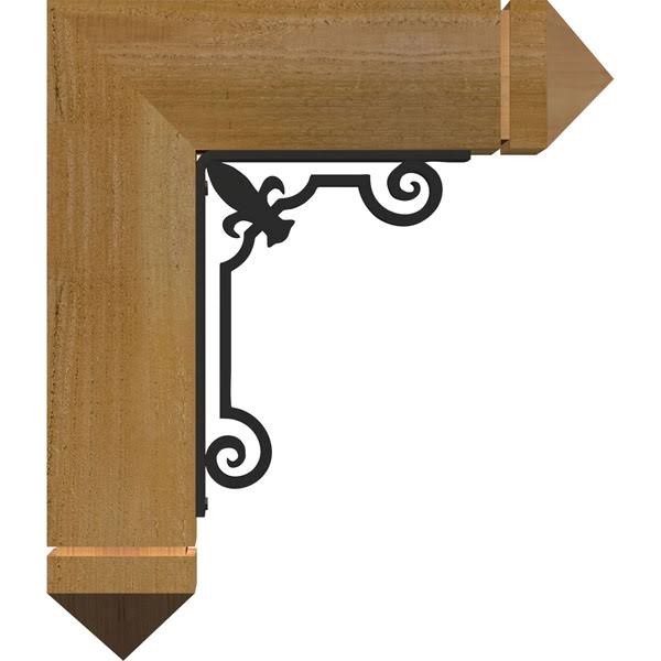 4x22W x 15 1/2x22D x 18x22H Fleur De Lis Arts & Crafts Ironcrest Rough Sawn Bracket, Western Red Cedar H3503