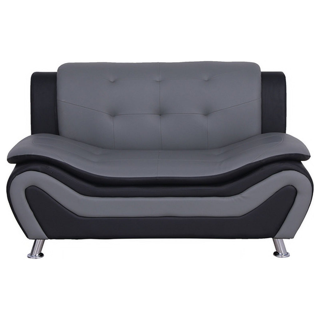 3-Piece Loveseat and 2 Club Chairs Set in Black & Gray O5431