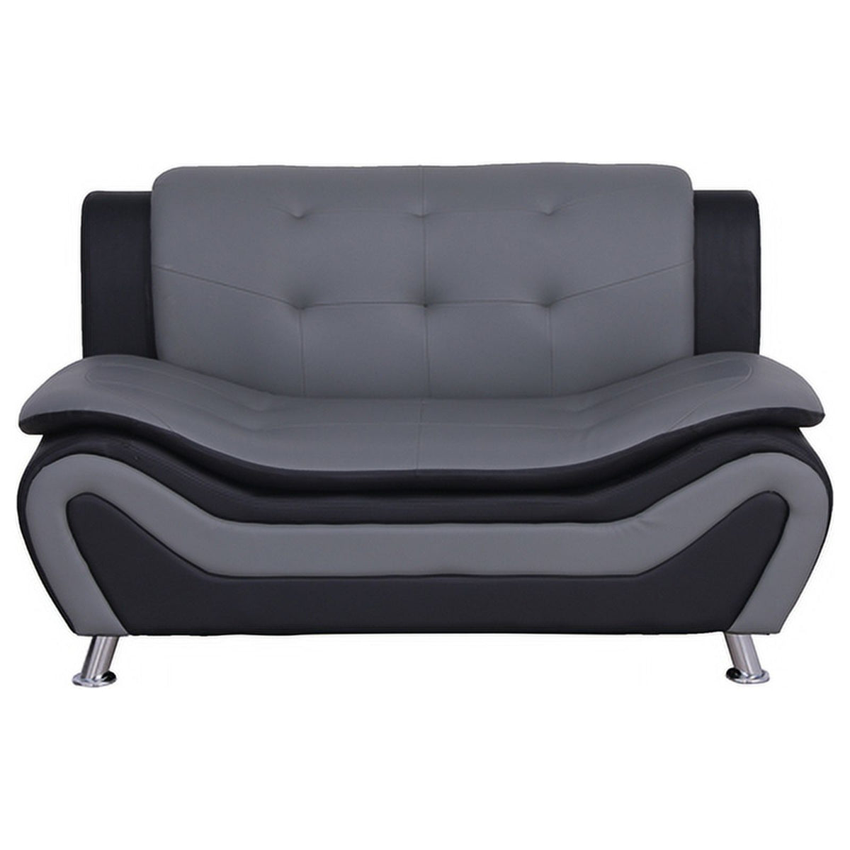 3-Piece Loveseat and 2 Club Chairs Set in Black & Gray O5431