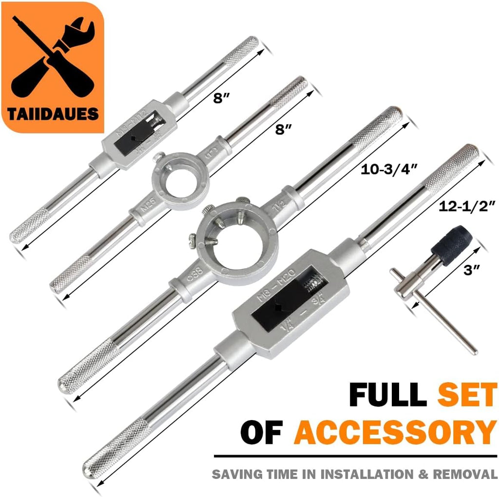 110 Piece Hardened Alloy Steel Metric Tap And Die Threading Tool Set with Storage Case U481523