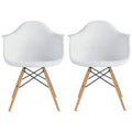 White Eiffel Dining Chair with Natural Wood Legs B341