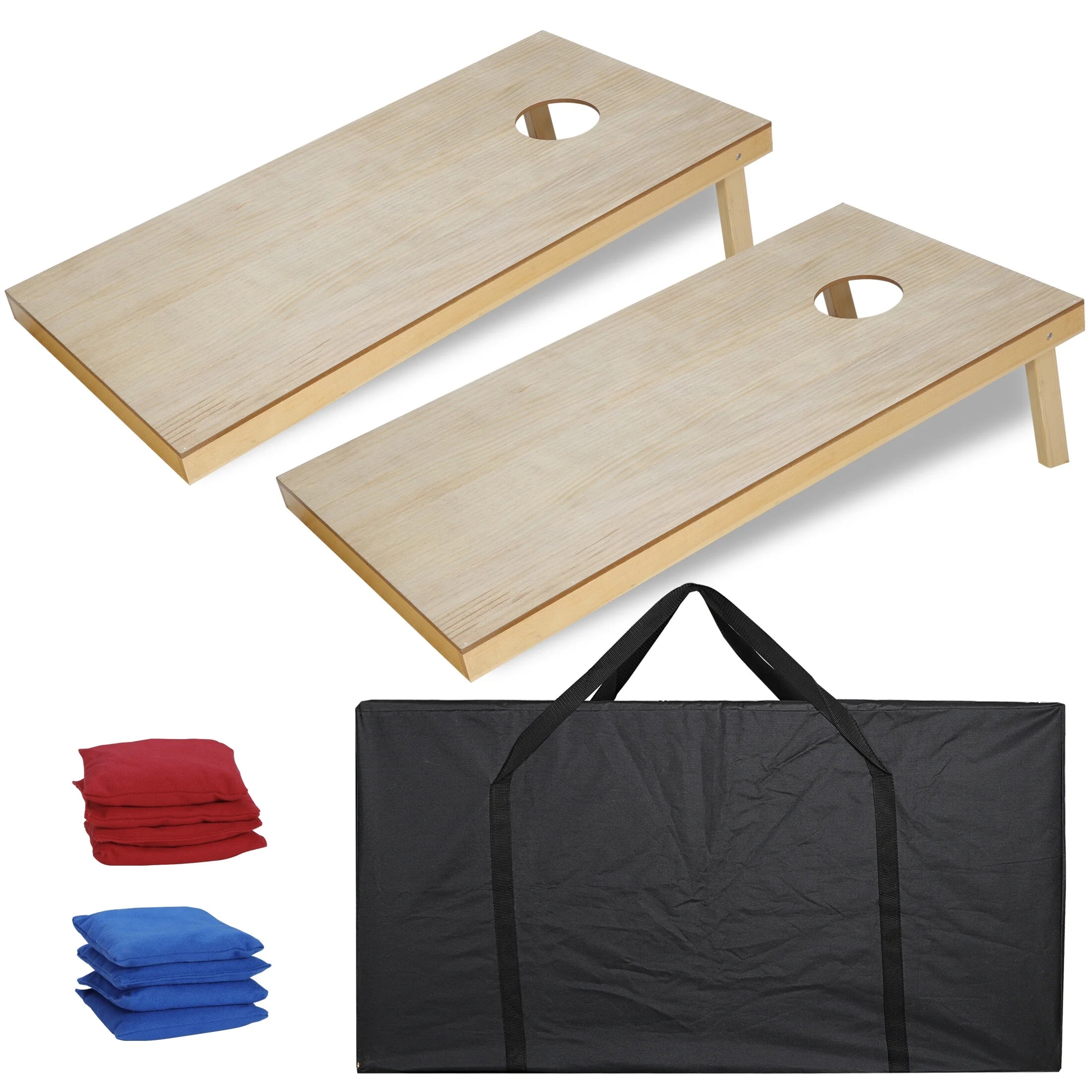 Portable Wood Cornhole Game Board Set with 8 Bean Bags & Carry Case M925