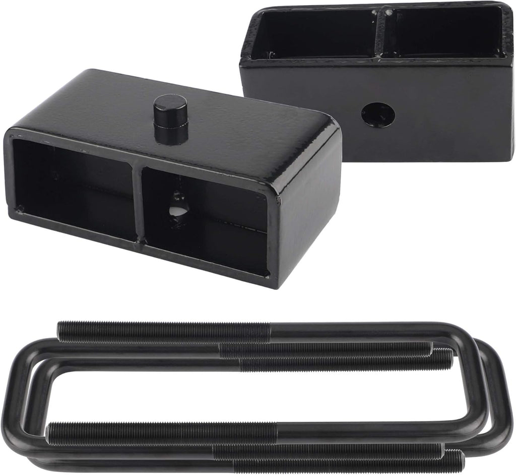 2'' Rear Black Leveling Lift Block Kit Square U-Bolts Pack of 2 S371273