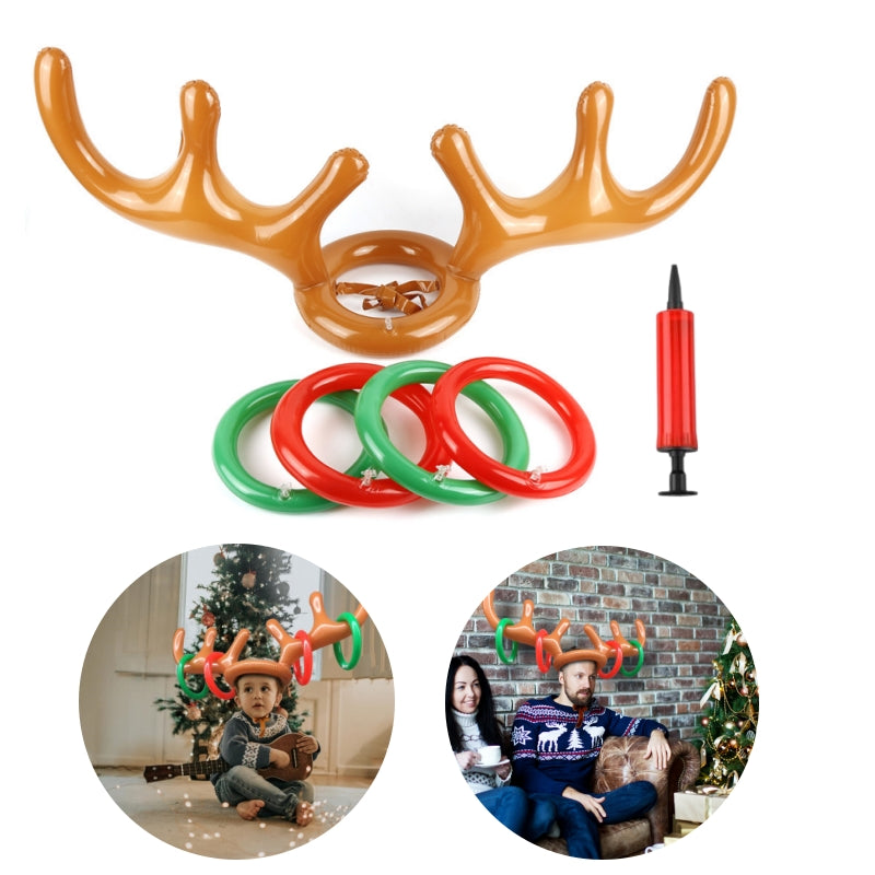 Inflatable Reindeer Christmas Hat Antler Ring Toss Game U826581