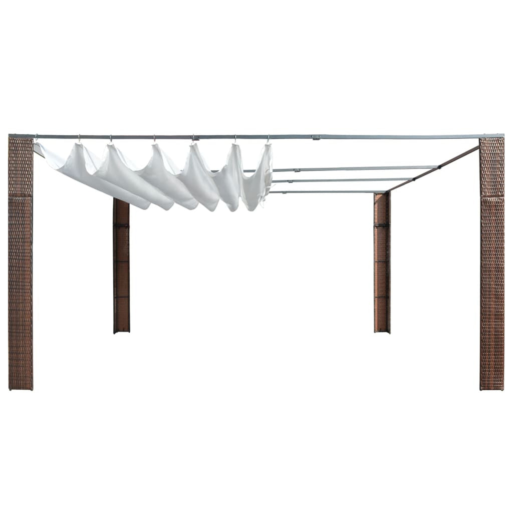 Brown Poly Rattan Garden Canopy Gazebo V242921
