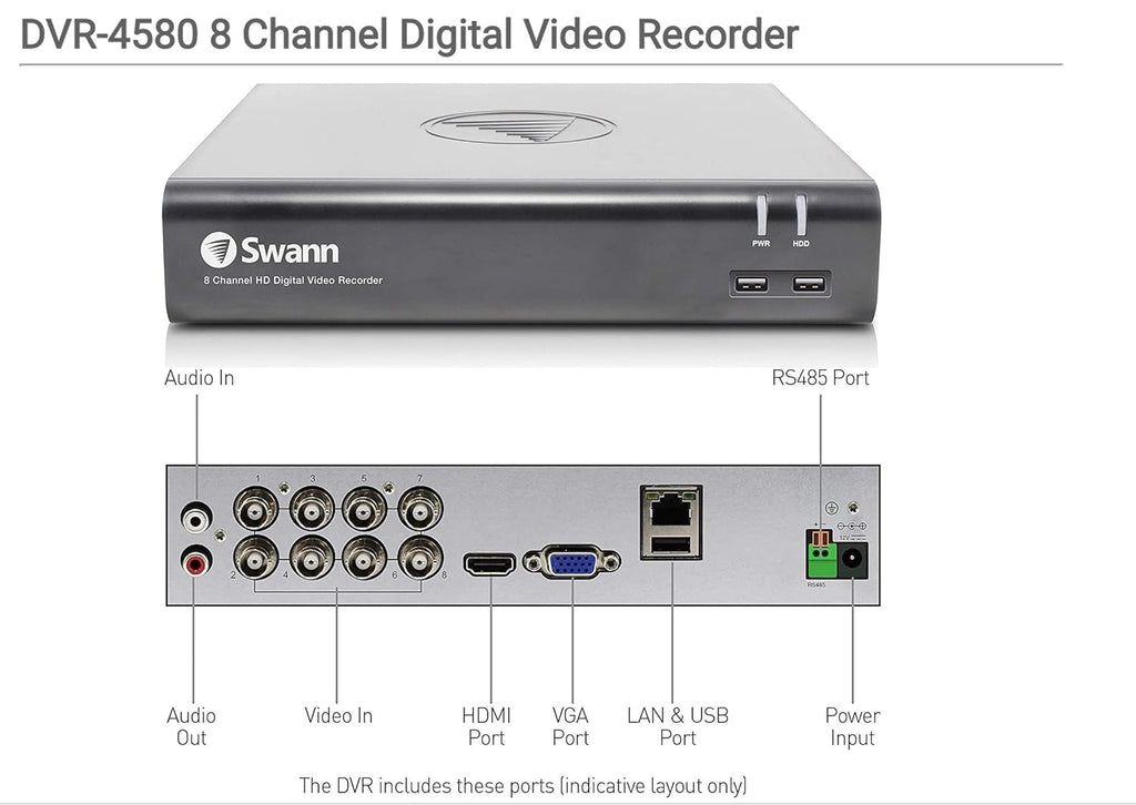 8 Channel 4 Camera Wired Security System 1080p HD DVR 1TB HDD C5034