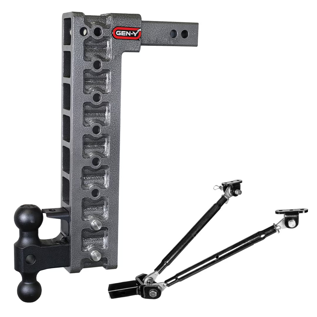 Adjustable 17.5" Drop Hitch with Dual-Ball, Pintle Lock, Stabilizer Kit for 2" Receiver F4193