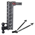 Adjustable 17.5" Drop Hitch with Dual-Ball, Pintle Lock, Stabilizer Kit for 2" Receiver F4193