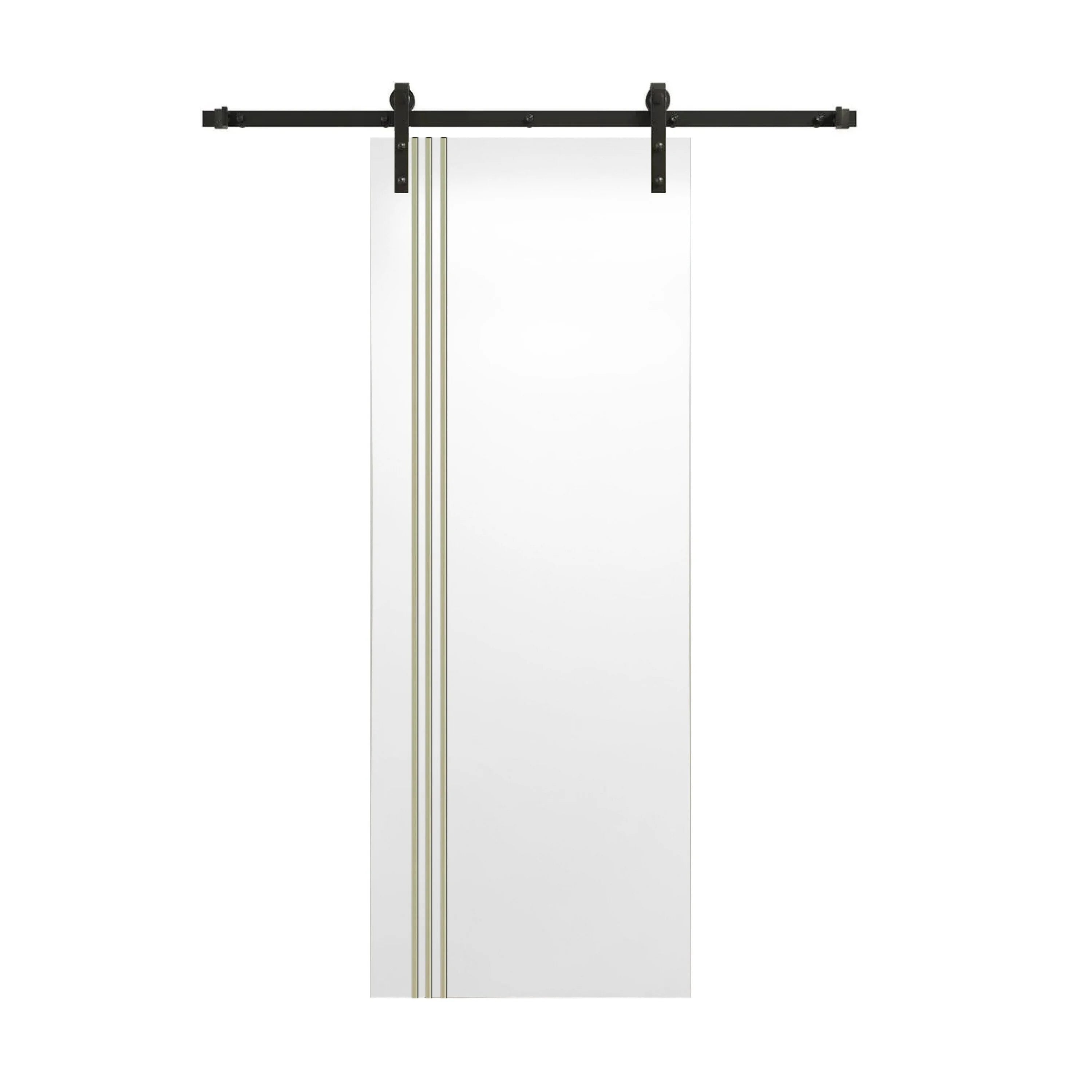 White Gold Lines Painted Solid Core Barn Door 24X80 Y905071