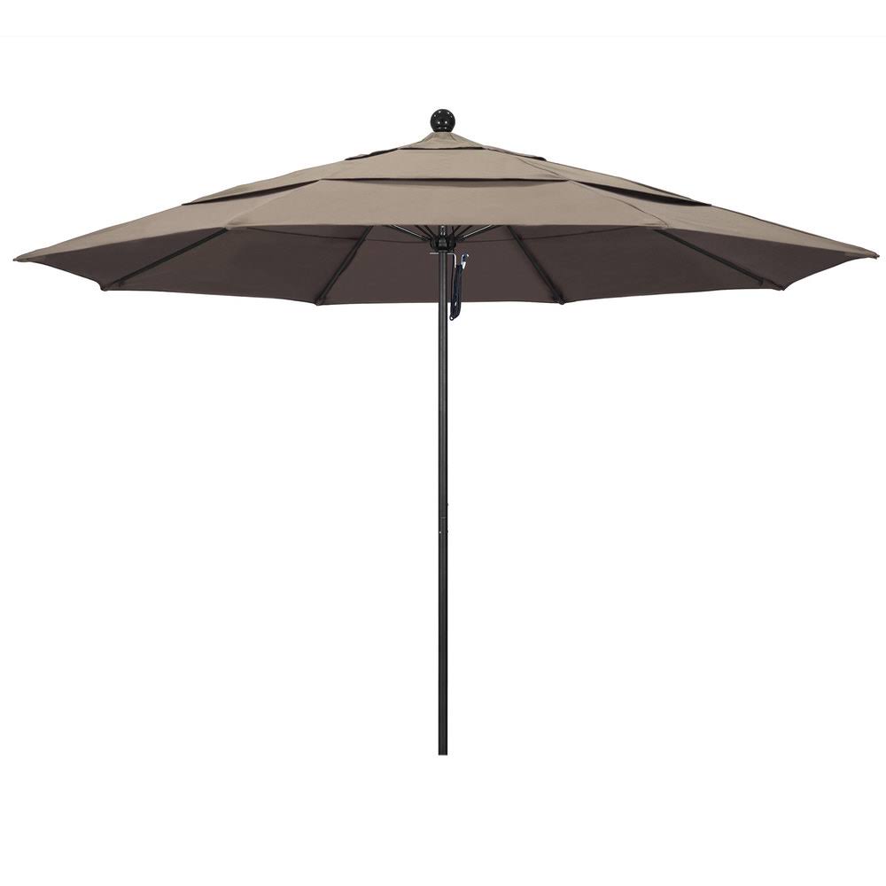 11' Patio Umbrella with Black Aluminum Pole Fiberglass Ribs X52473
