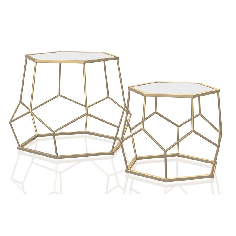 Gold Metal Nesting Accent Table Set Q230463