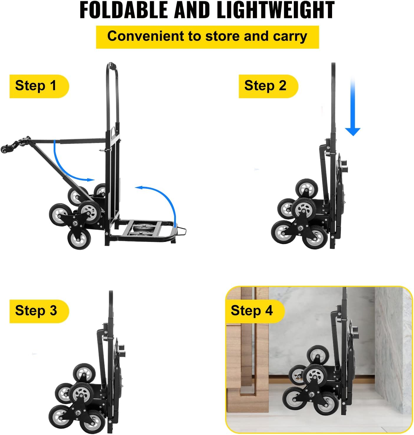Heavy Duty Folding Hand Truck with 2 Backup and Assistant Wheels G35064