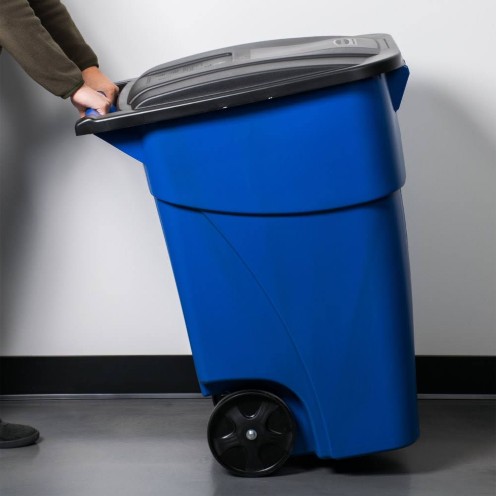 Blue 50 Gallon Recycling Rollout Container with Lid B569088