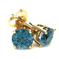 Blue Diamond Stud Earrings in 14K Gold B450