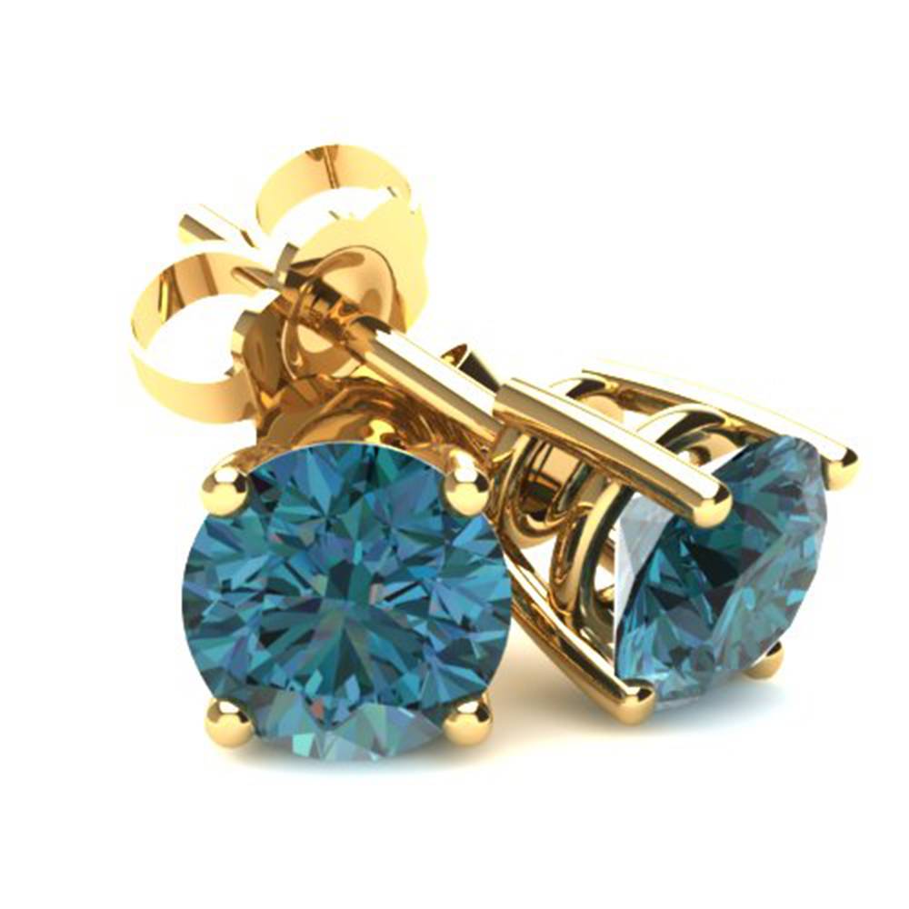 Blue Diamond Stud Earrings in 14K Gold B450