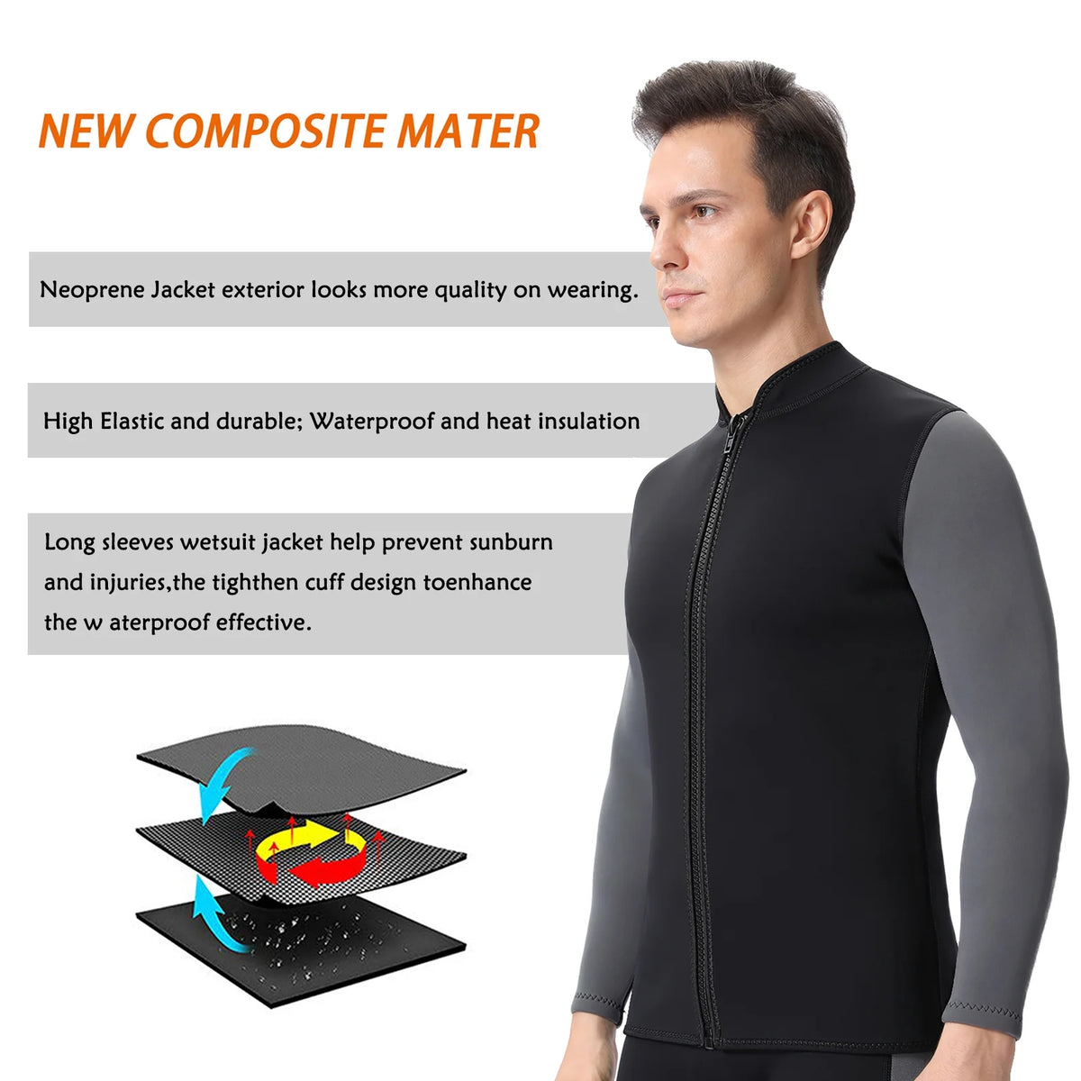 2mm Neoprene Long Sleeve Wetsuit Jacket S89000