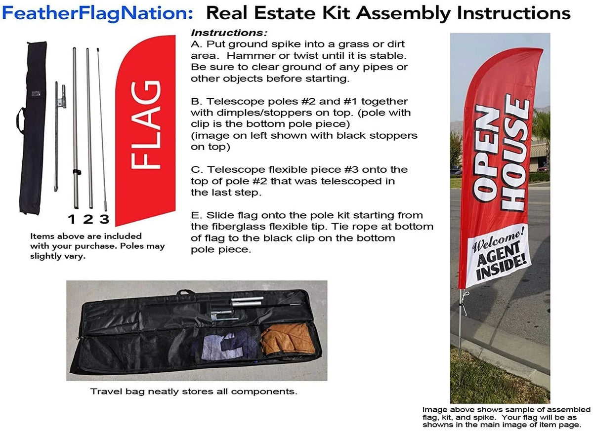 Red 8ft Feather Banner Flag Kit with Flag Poles M306