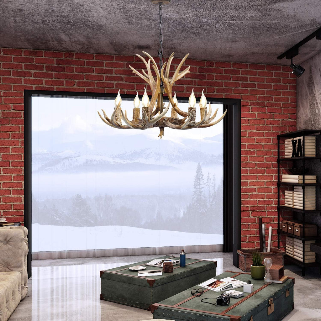 6 Light Resin Deer Antler Chandelier V448918