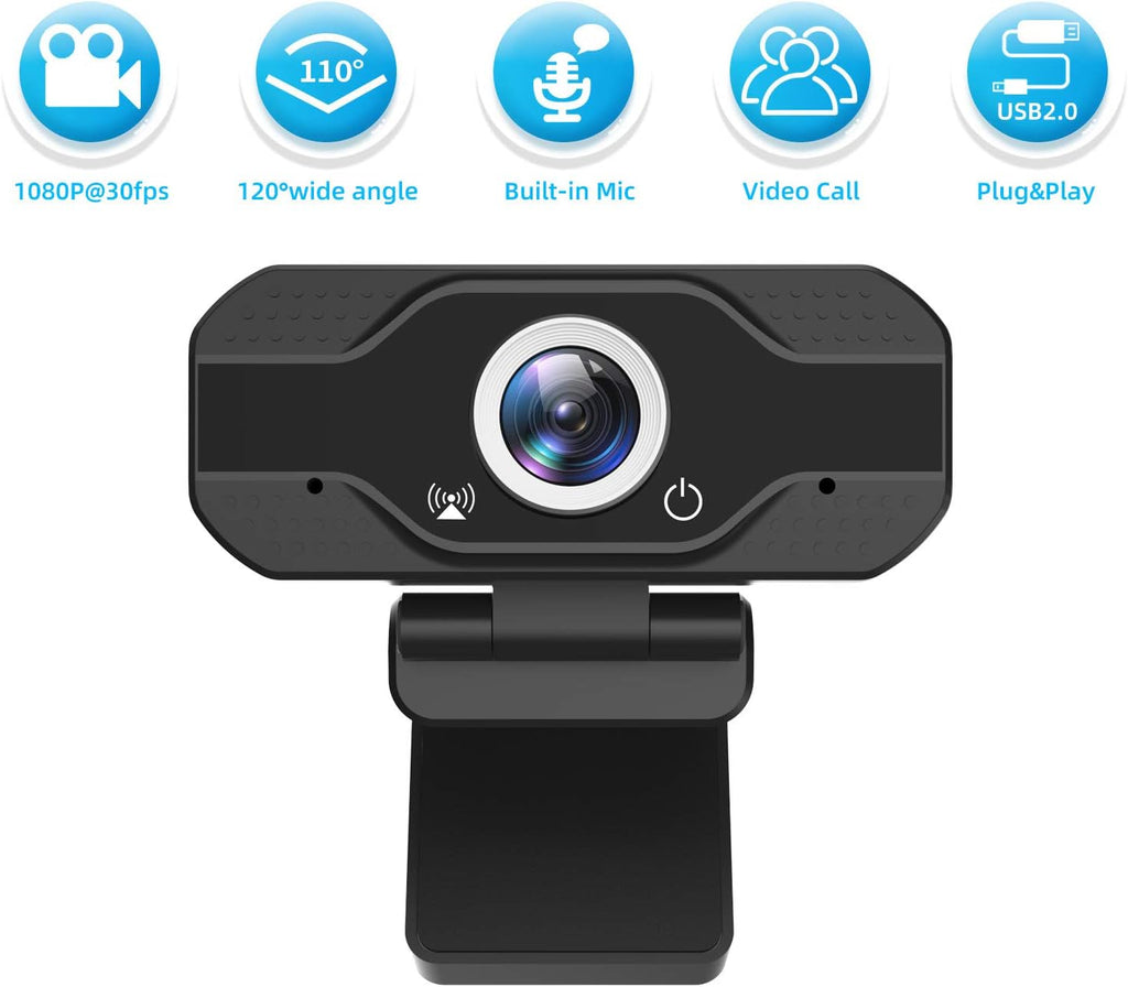 PC Webcam with Microphone and Cover, Full HD 1080P USB, 120-Degree View Angle V705