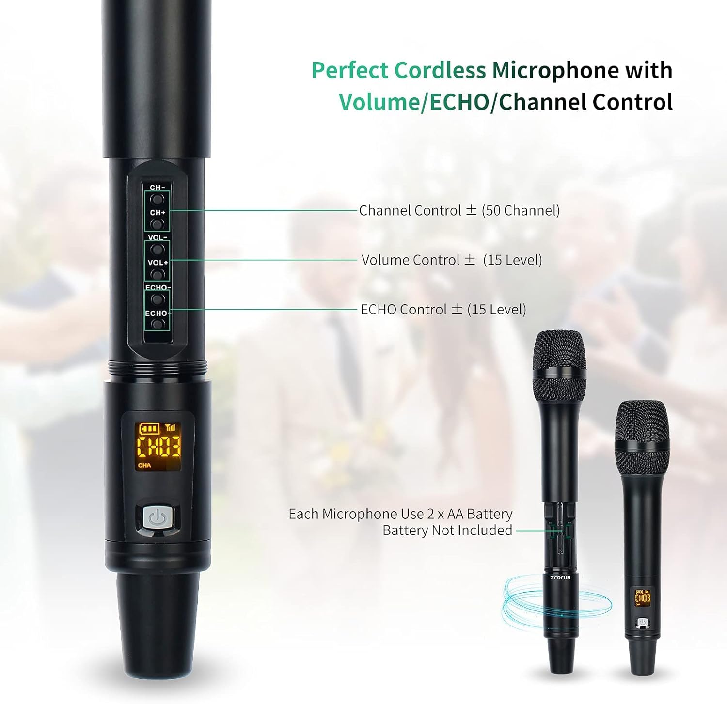 UHF Dual Channel Wireless Microphone System with LCD Display M630