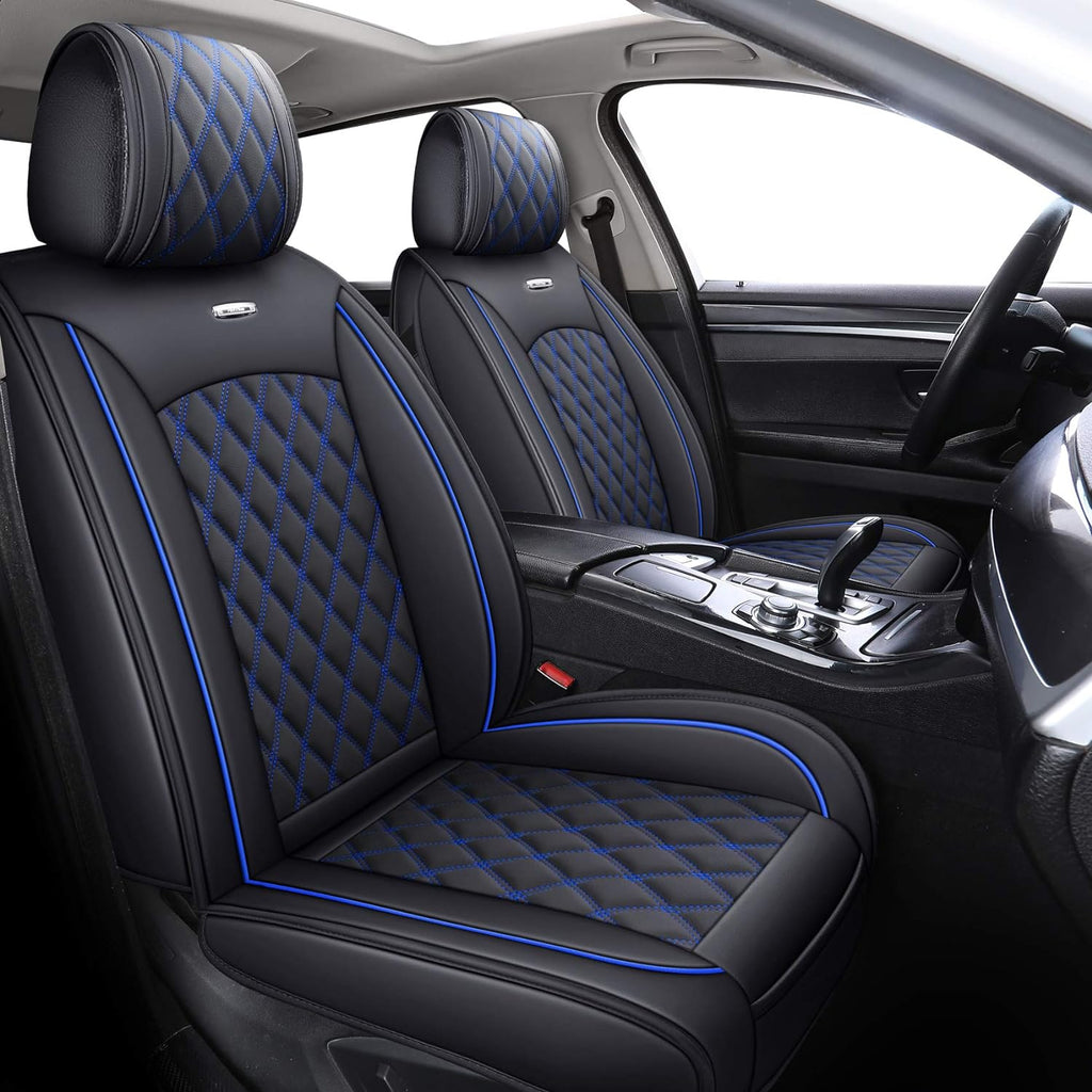Black-White Waterproof Leather Car Seat Covers Full Set U347