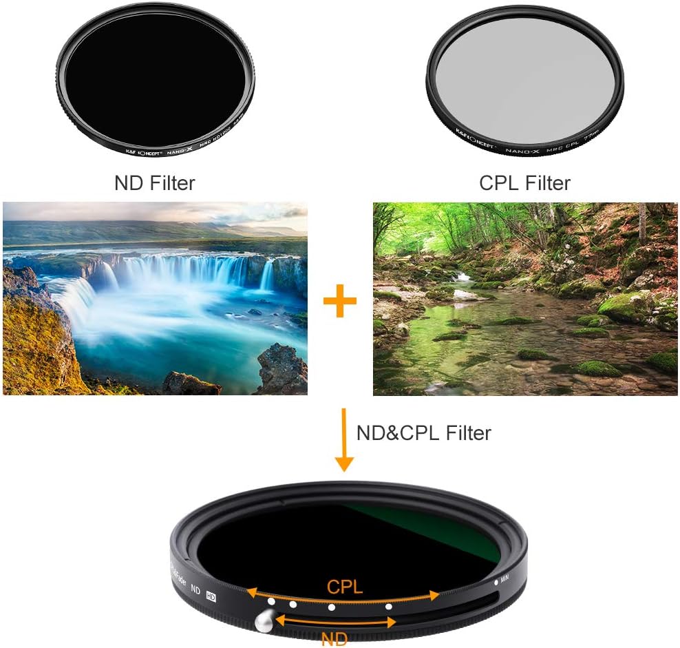 67mm Variable ND2-ND32 ND Filter and CPL Circular Polarizing Filter 2 in 1 A8964