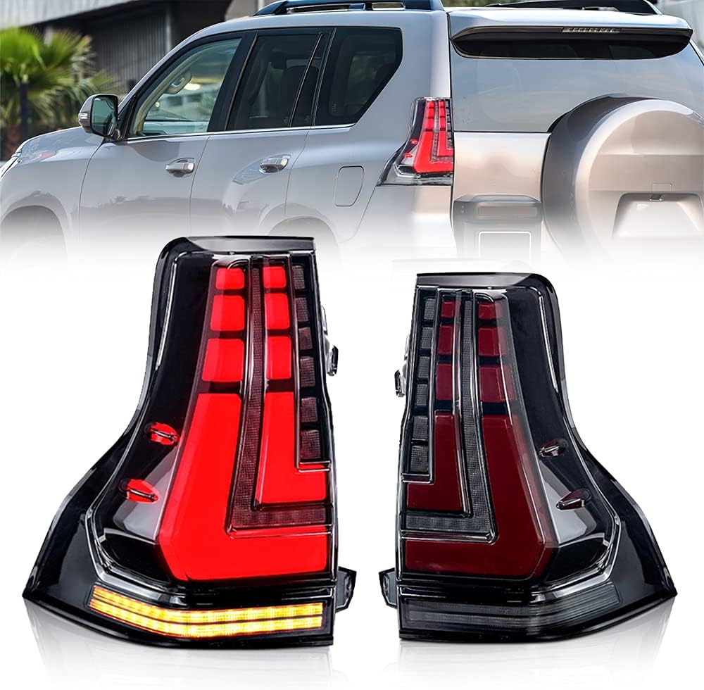 Red Tinted Tail Lights Assembly with Sequential Turning Signal O3131