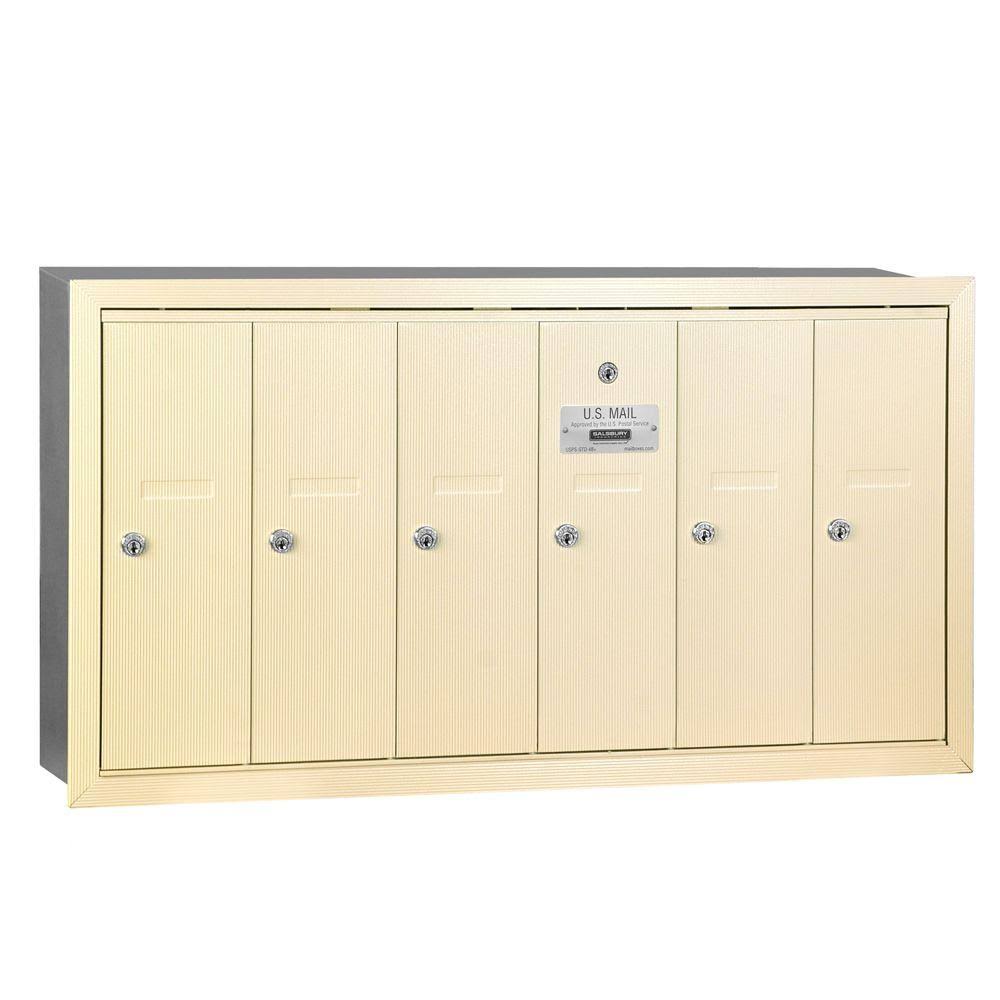 Vertical Mailbox 6 Doors Sandstone Recessed Mounted Z177