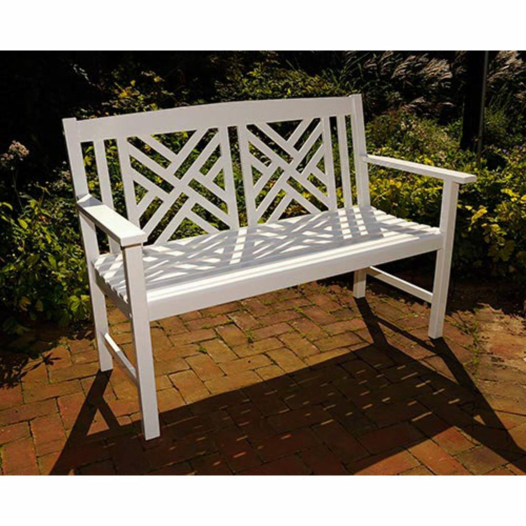 White Fretwork Bench Y6650