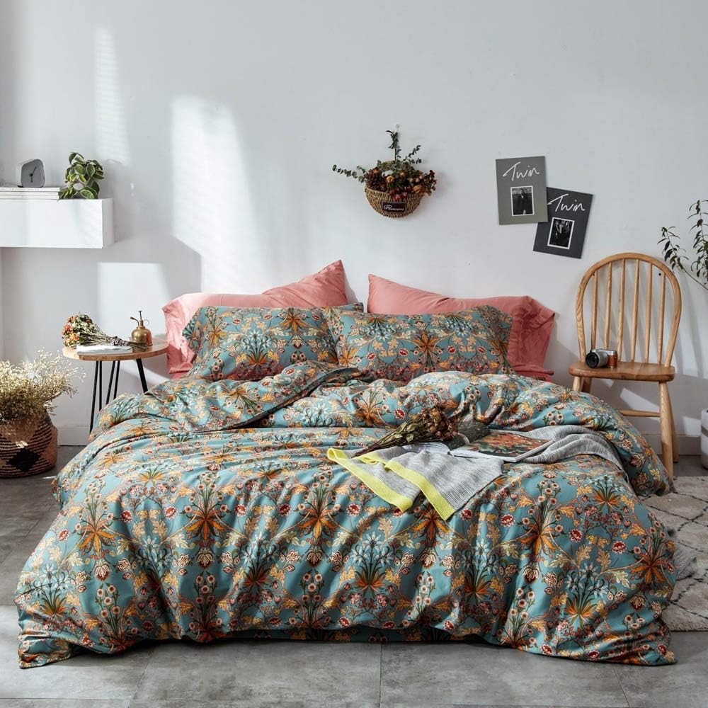 Green 3 Piece Egyptian Cotton Duvet Cover Set Z51133