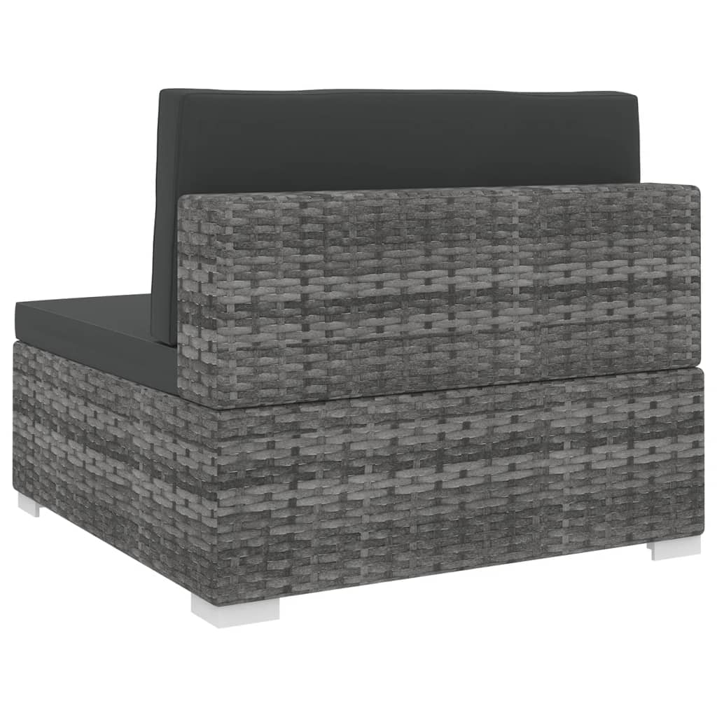Gray Poly Rattan Sectional Middle Seat with Cushions R7599